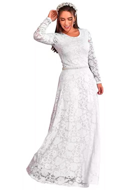 Comprar vestido de noiva evangélica longo renda