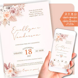 Convite digital interativo para casamento com arquivo para impressão