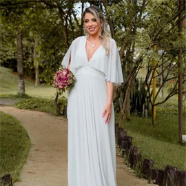 Vestido de noiva fluido em musseline